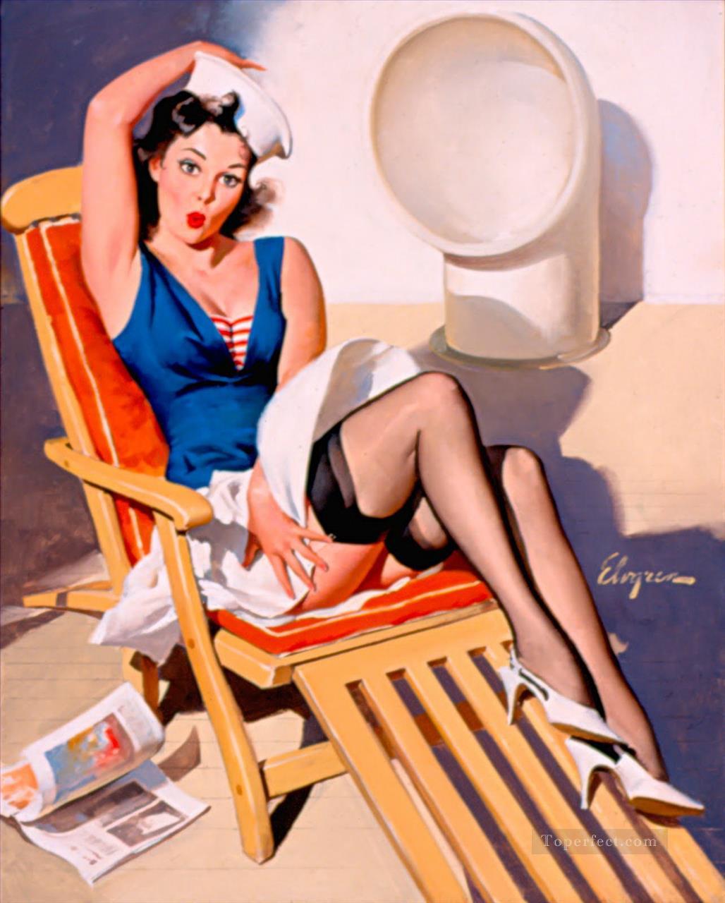 Elvgren Skirts Ahoy pin up Oil Paintings